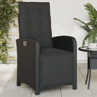 Garden chair adjustable with footrest poly rattan black