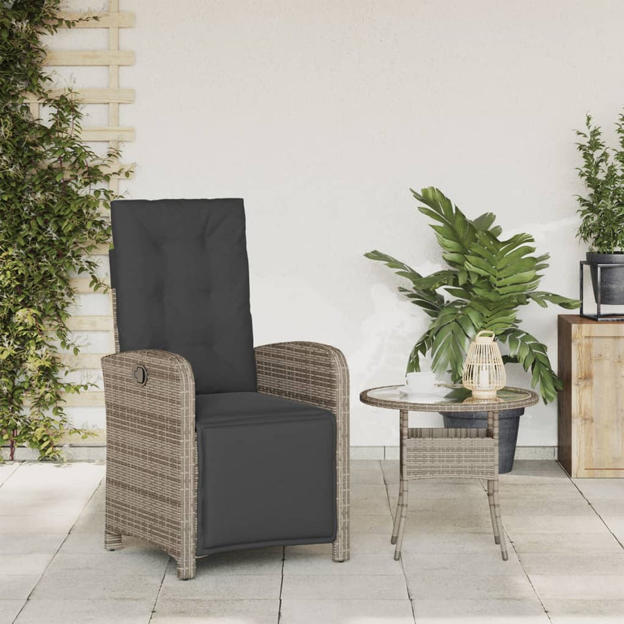 Tuinstoel Verstelbaar Met Voetensteun Poly Rattan Grijs