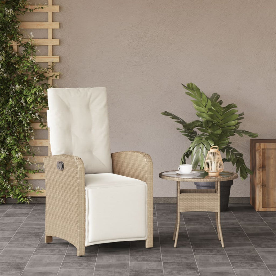 Tuinstoel Verstelbaar Met Voetensteun Poly Rattan Beige