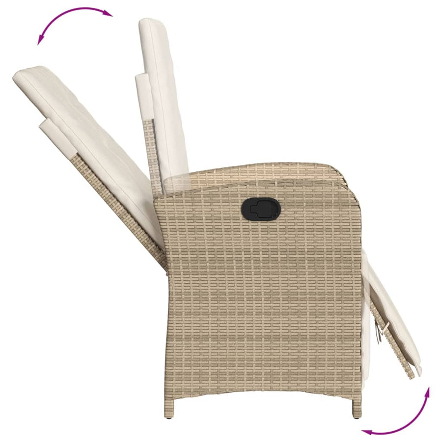 Tuinstoel Verstelbaar Met Voetensteun Poly Rattan Beige