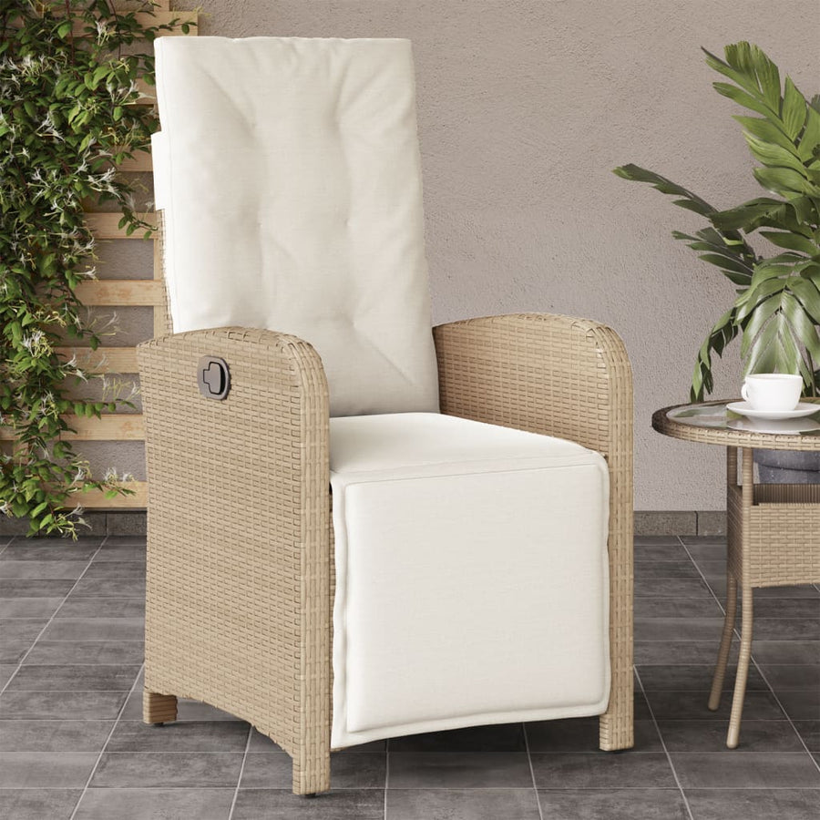 Tuinstoel Verstelbaar Met Voetensteun Poly Rattan Beige