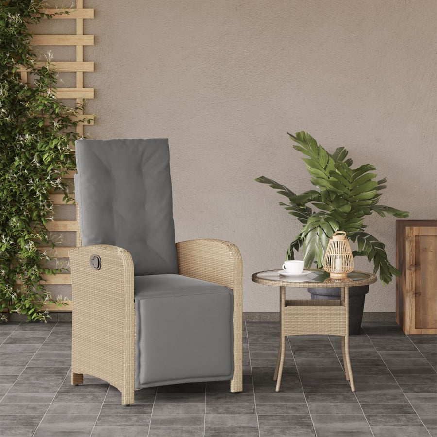 Tuinstoel Verstelbaar Met Voetensteun Poly Rattan Gemengd Beige