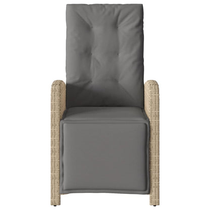Tuinstoel Verstelbaar Met Voetensteun Poly Rattan Gemengd Beige