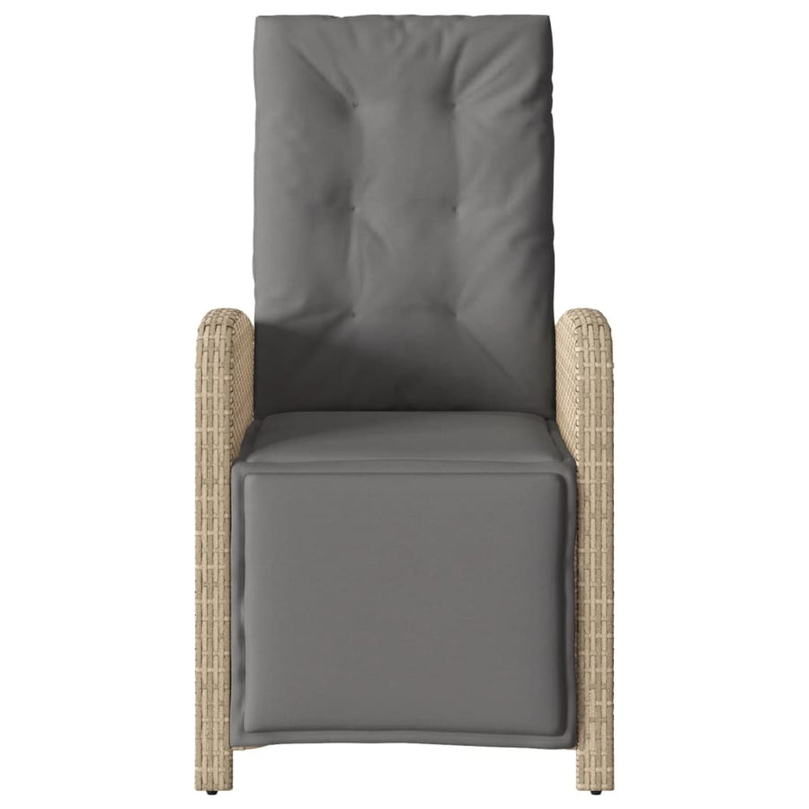 Tuinstoel Verstelbaar Met Voetensteun Poly Rattan Gemengd Beige