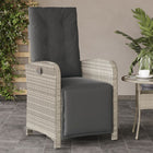 Garden chair adjustable with footrest poly rattan light grey