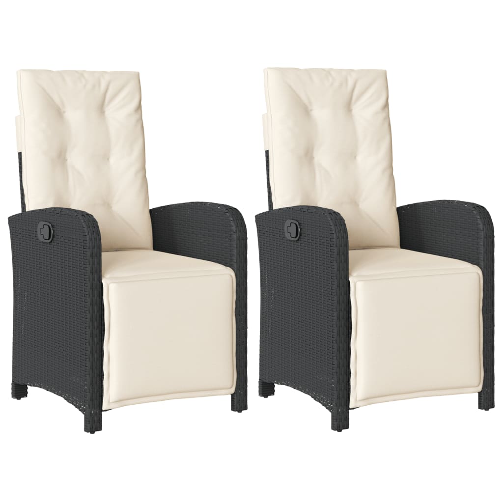 Tuinstoelen 2 St Verstelbaar Met Voetensteun Poly Rattan Zwart