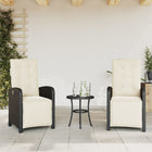 Garden chairs 2 pcs adjustable with footrest poly rattan black