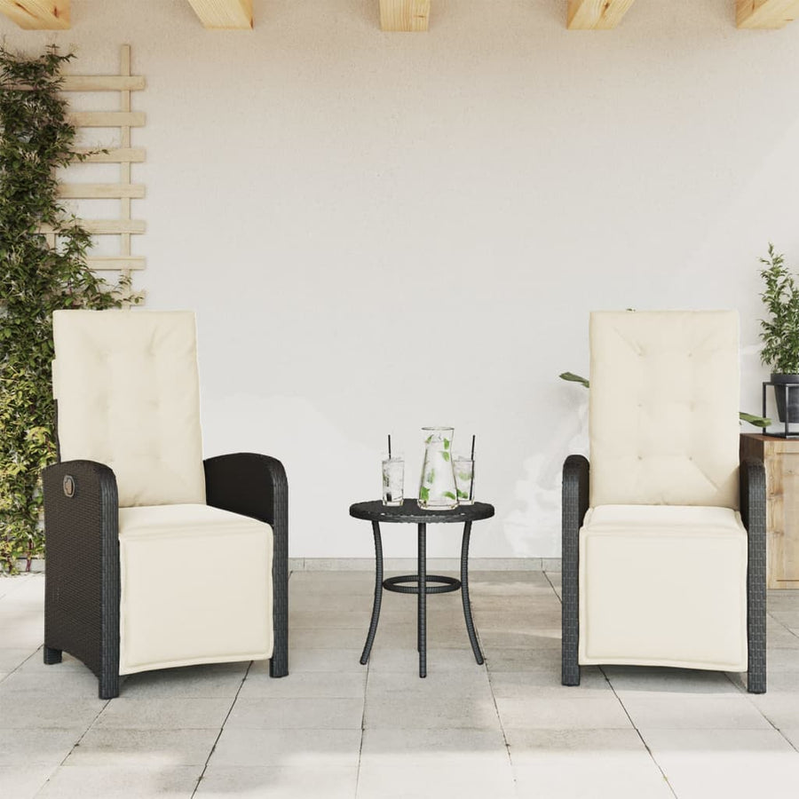 Tuinstoelen 2 St Verstelbaar Met Voetensteun Poly Rattan Zwart