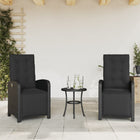 Garden chairs 2 pcs adjustable with footrest poly rattan black