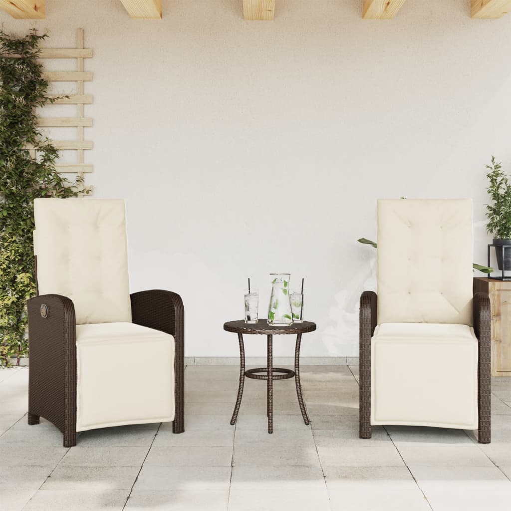Tuinstoelen 2 St Verstelbaar Met Voetensteun Poly Rattan Bruin