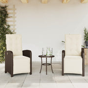Tuinstoelen 2 st poly rattan bruin verstelbaar