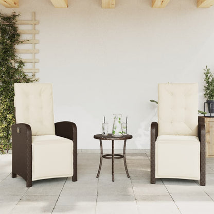 Tuinstoelen 2 St Verstelbaar Met Voetensteun Poly Rattan Bruin