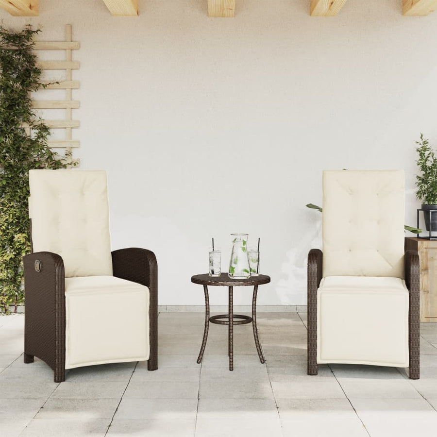 Tuinstoelen 2 St Verstelbaar Met Voetensteun Poly Rattan Bruin