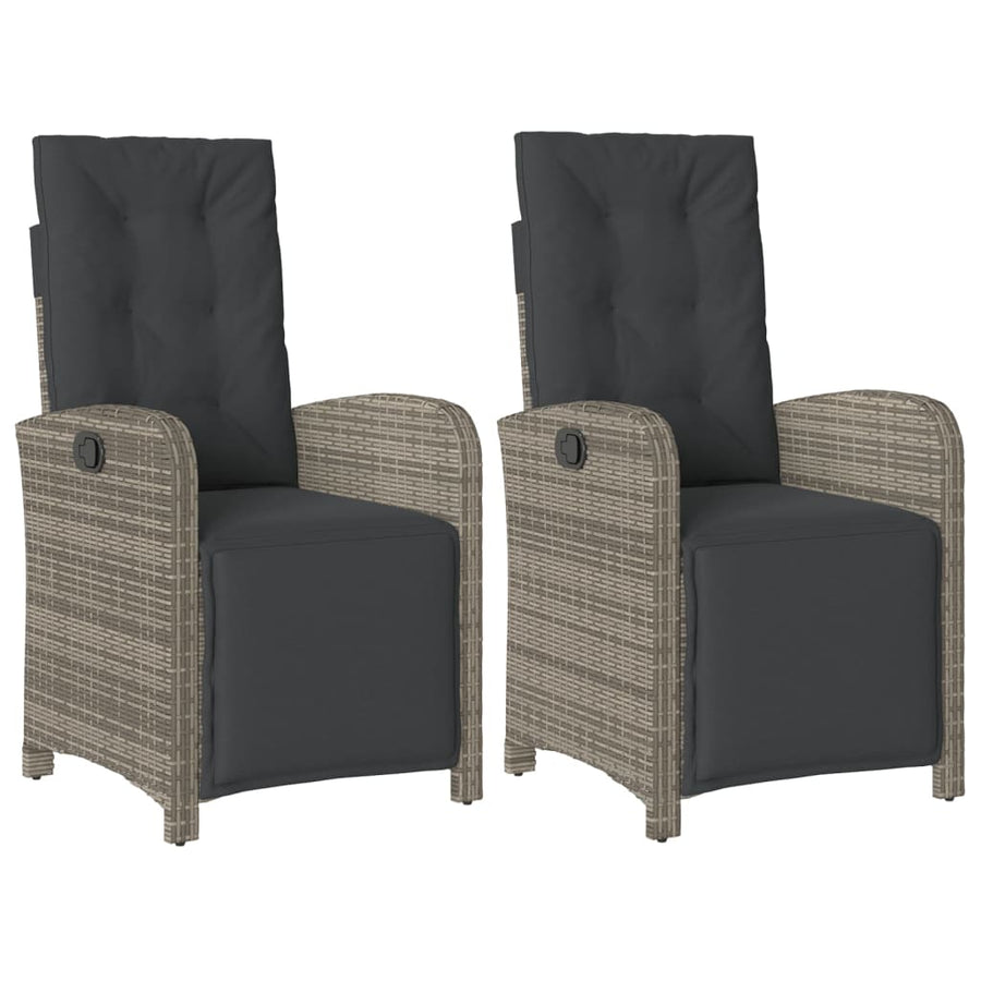 Tuinstoelen 2 St Verstelbaar Met Voetensteun Poly Rattan Grijs