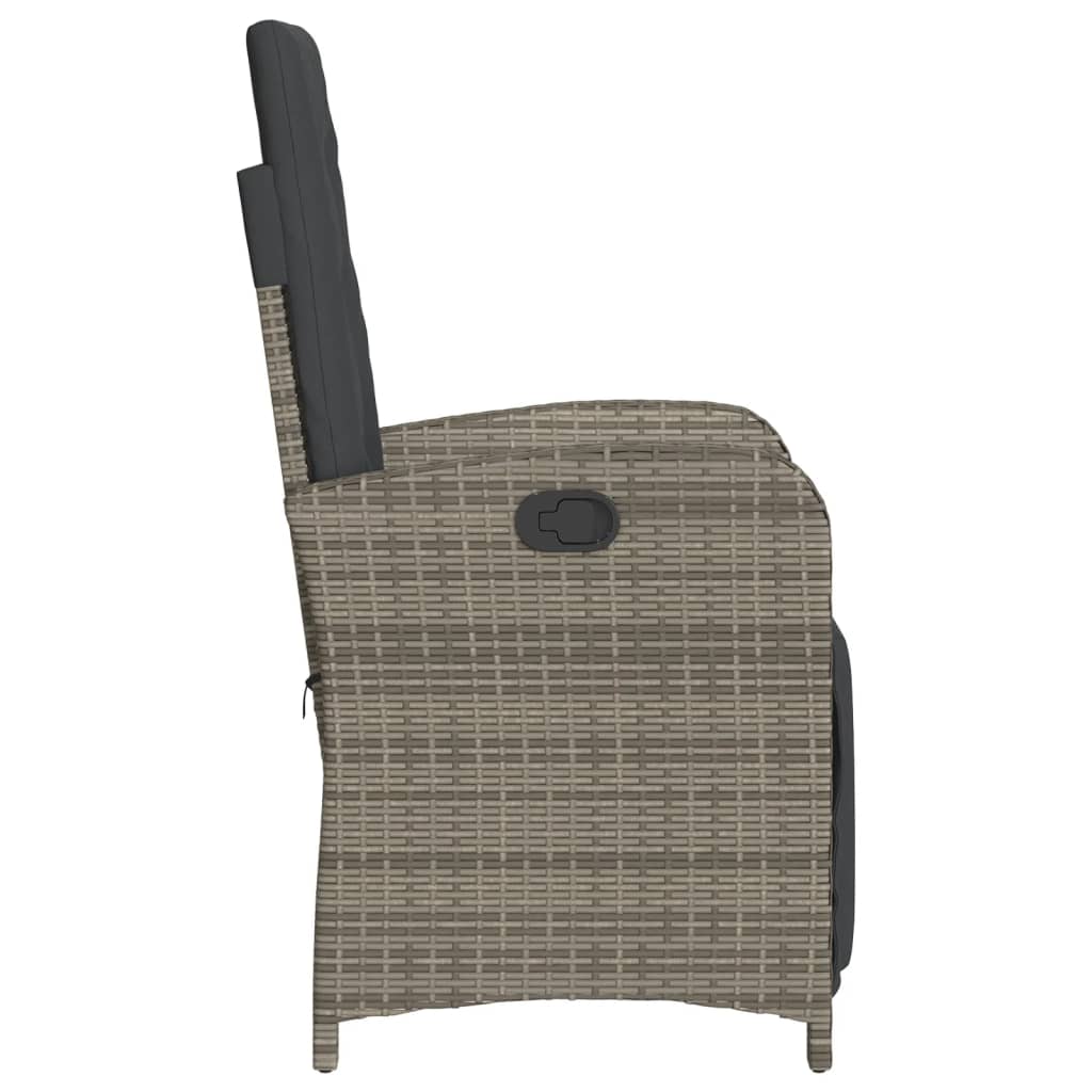 Tuinstoelen 2 St Verstelbaar Met Voetensteun Poly Rattan Grijs