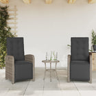 Garden chairs 2 pcs adjustable with footrest poly rattan grey