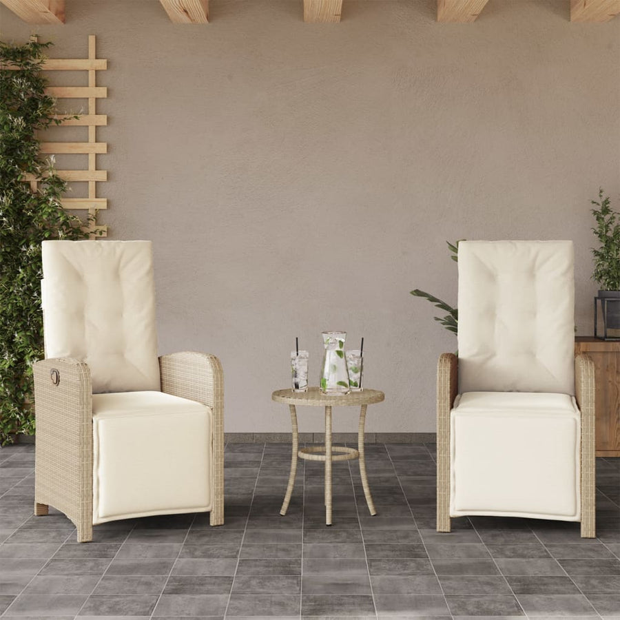 Tuinstoelen 2 St Verstelbaar Met Voetensteun Poly Rattan Beige