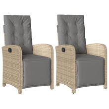 Tuinstoelen 2 St Verstelbaar Voetensteun Poly Rattan Beige Mix