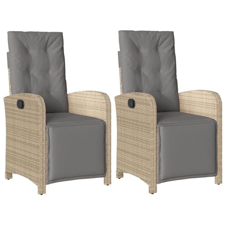 Tuinstoelen 2 St Verstelbaar Voetensteun Poly Rattan Beige Mix