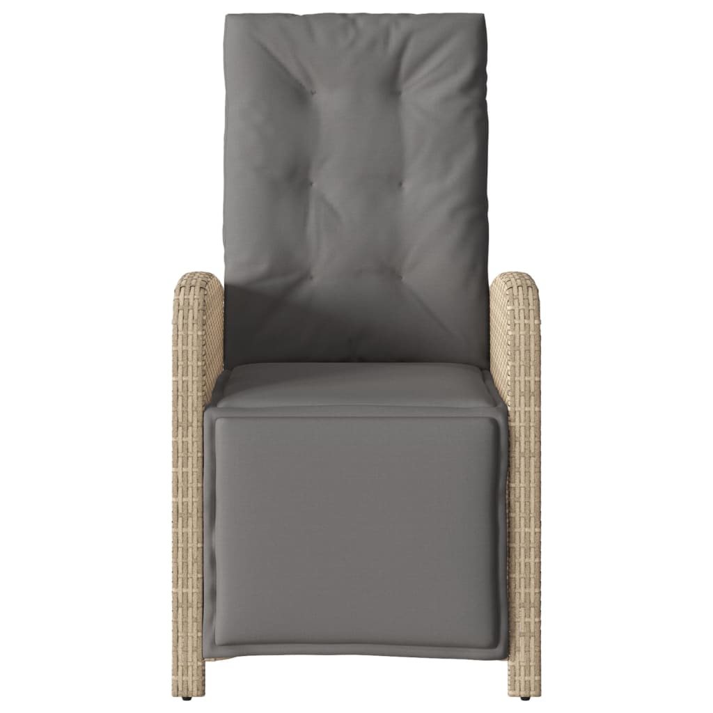 Tuinstoelen 2 St Verstelbaar Voetensteun Poly Rattan Beige Mix