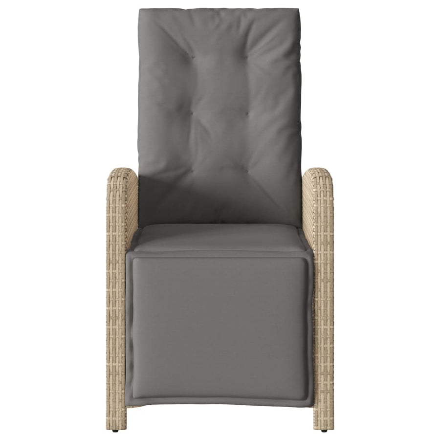 Tuinstoelen 2 St Verstelbaar Voetensteun Poly Rattan Beige Mix