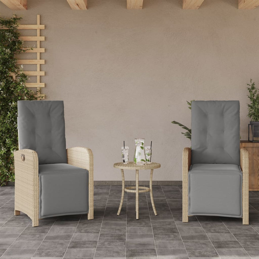 Tuinstoelen 2 St Verstelbaar Voetensteun Poly Rattan Beige Mix