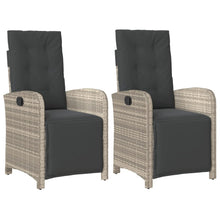 Tuinstoelen 2 St Verstelbaar Voetensteun Poly Rattan Lichtgrijs