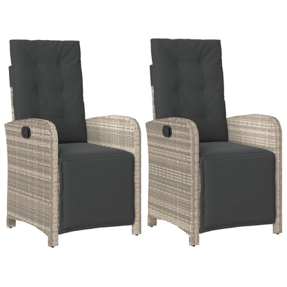 Tuinstoelen 2 St Verstelbaar Voetensteun Poly Rattan Lichtgrijs