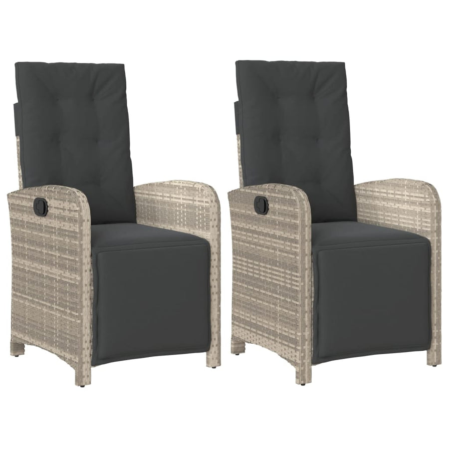 Tuinstoelen 2 St Verstelbaar Voetensteun Poly Rattan Lichtgrijs