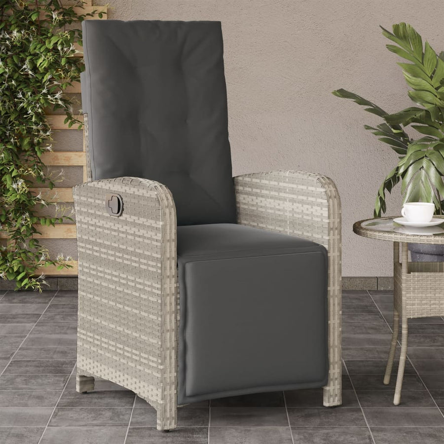 Tuinstoelen 2 St Verstelbaar Voetensteun Poly Rattan Lichtgrijs