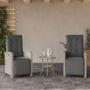 Tuinstoelen 2 st verstelbaar poly rattan lichtgrijs