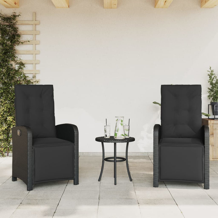 3-Delige Bistroset Met Kussens Poly Rattan Zwart