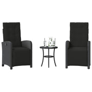 Bistroset 3-delig poly rattan zwart met kussens