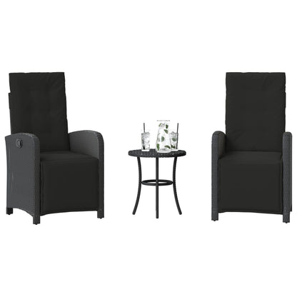 3-Delige Bistroset Met Kussens Poly Rattan Zwart