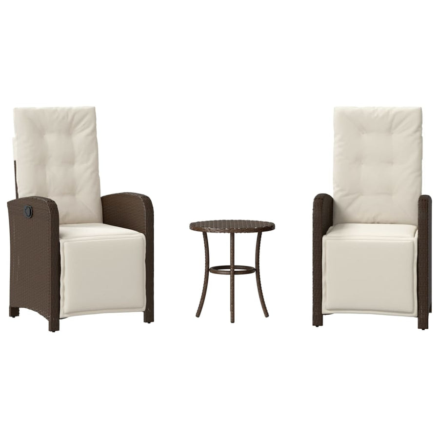 3-Delige Bistroset Met Kussens Poly Rattan Bruin
