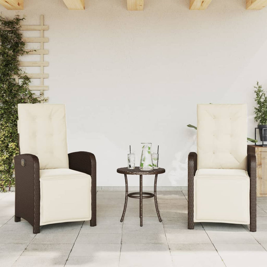 3-Delige Bistroset Met Kussens Poly Rattan Bruin