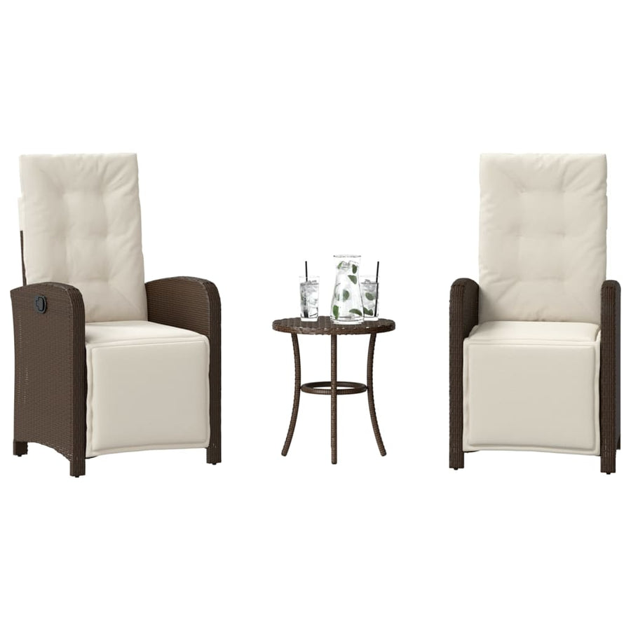 3-Delige Bistroset Met Kussens Poly Rattan Bruin