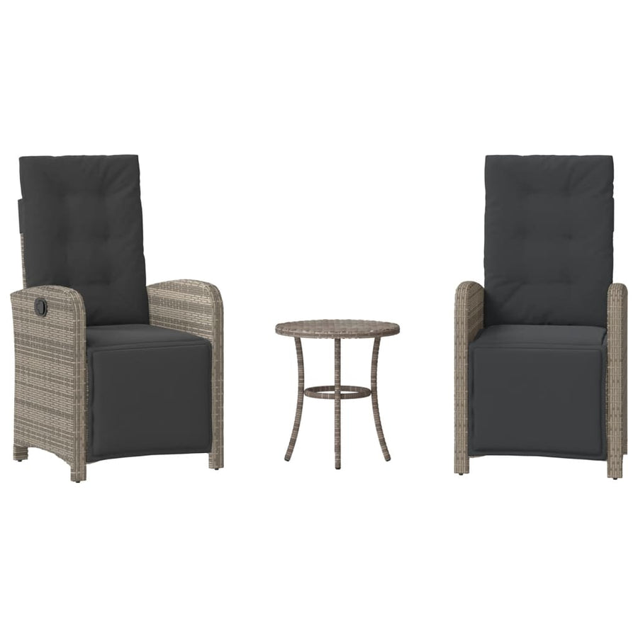 3-Delige Bistroset Met Kussens Poly Rattan Grijs