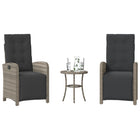 3-piece Bistro Set with Cushions, poly rattan grey
