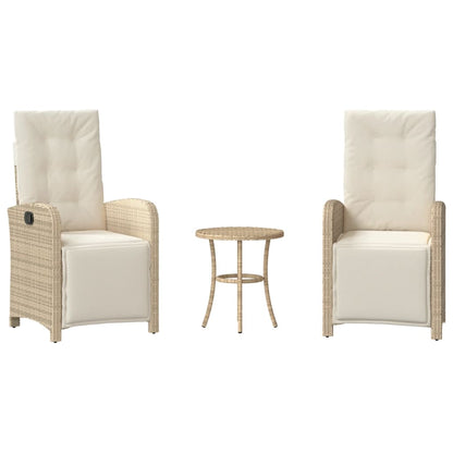 3-Delige Bistroset Met Kussens Poly Rattan Beige