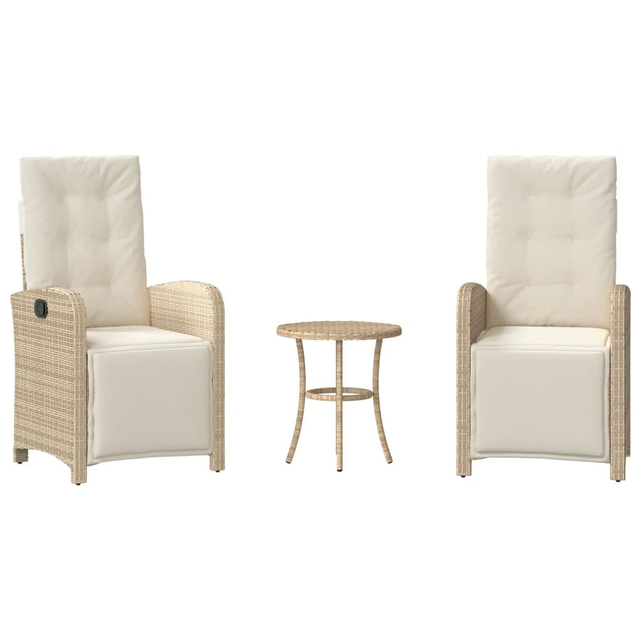 3-Delige Bistroset Met Kussens Poly Rattan Beige