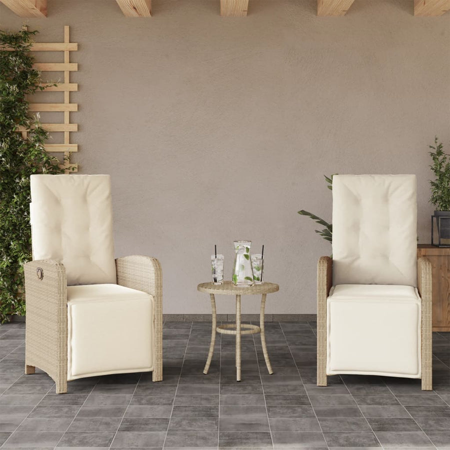 3-Delige Bistroset Met Kussens Poly Rattan Beige