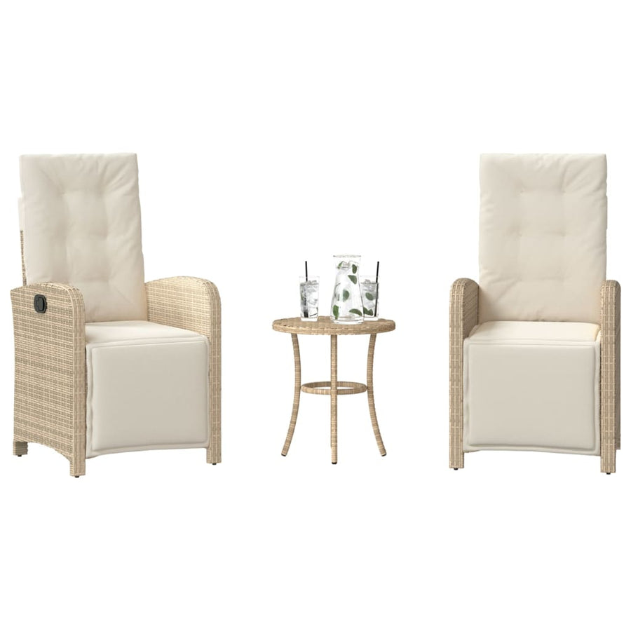 3-Delige Bistroset Met Kussens Poly Rattan Beige