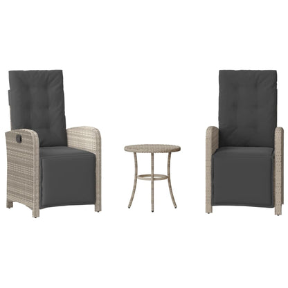 3-Delige Bistroset Met Kussens Poly Rattan Lichtgrijs