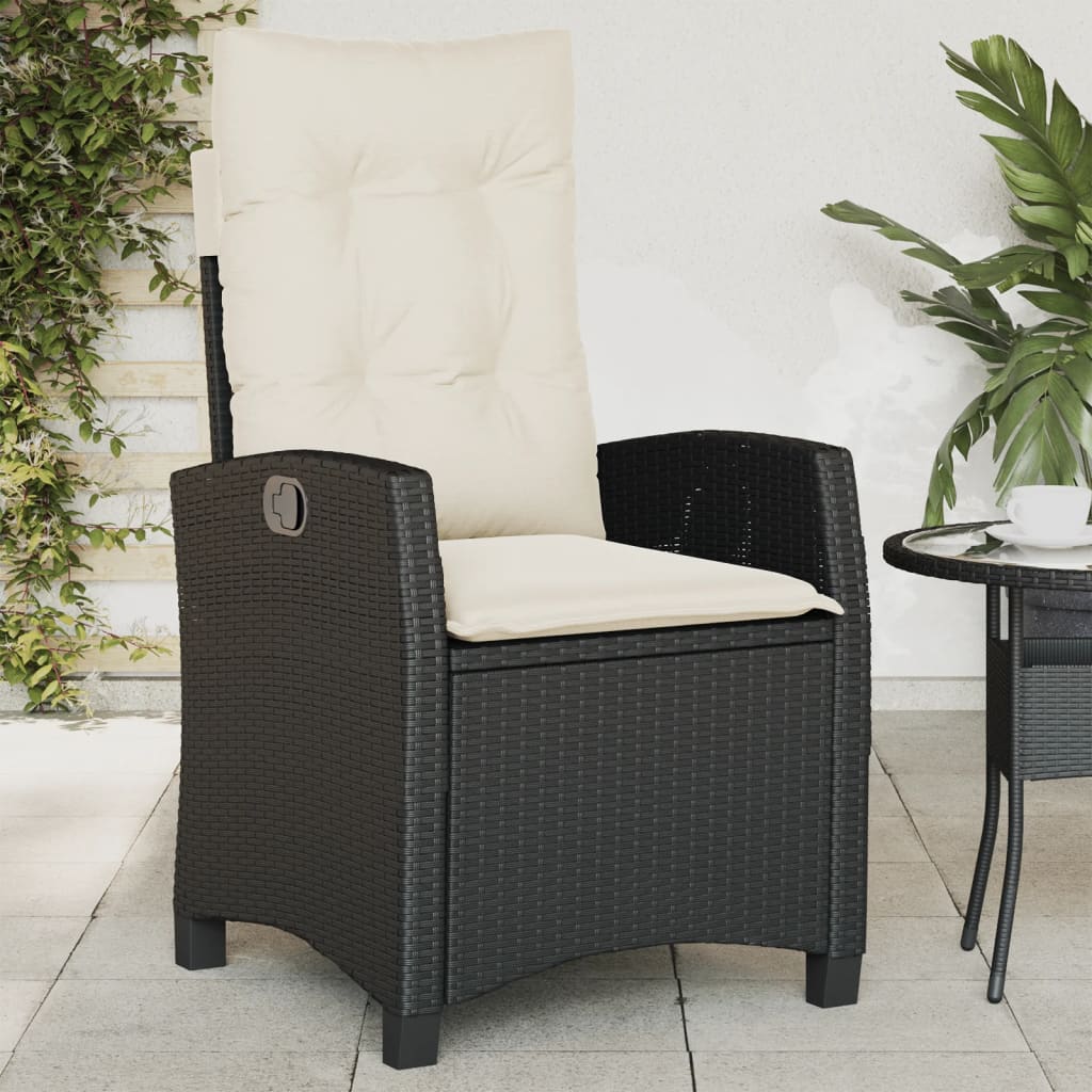 Tuinstoel Verstelbaar Met Kussens Poly Rattan Zwart