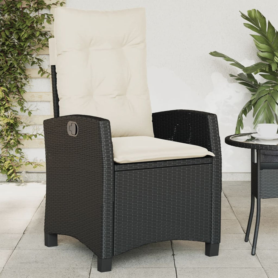 Tuinstoel Verstelbaar Met Kussens Poly Rattan Zwart