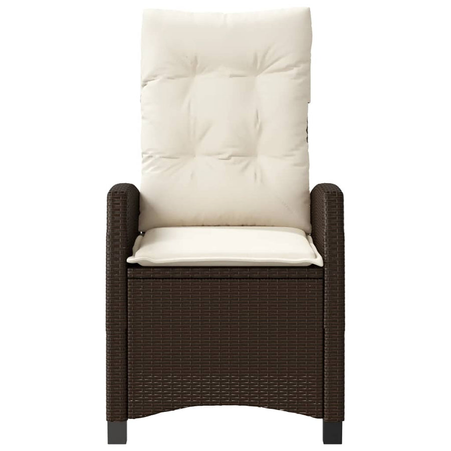 Tuinstoel Verstelbaar Met Kussens Poly Rattan Bruin