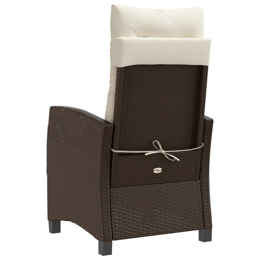 Tuinstoel Verstelbaar Met Kussens Poly Rattan Bruin