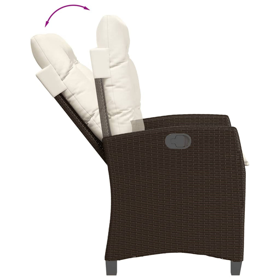Tuinstoel Verstelbaar Met Kussens Poly Rattan Bruin