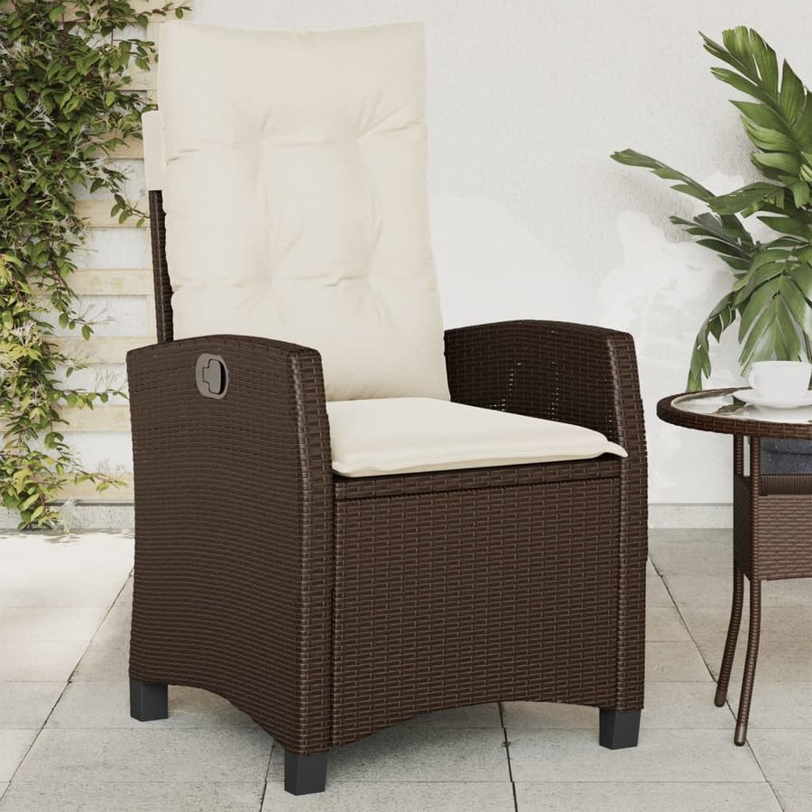 Tuinstoel Verstelbaar Met Kussens Poly Rattan Bruin
